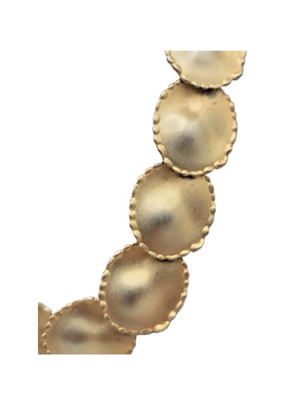 DESIGNER 1980s LARGE DISC Collar Vintage Statement Necklace 18" Matte Gold Tone - Picture 9 of 16